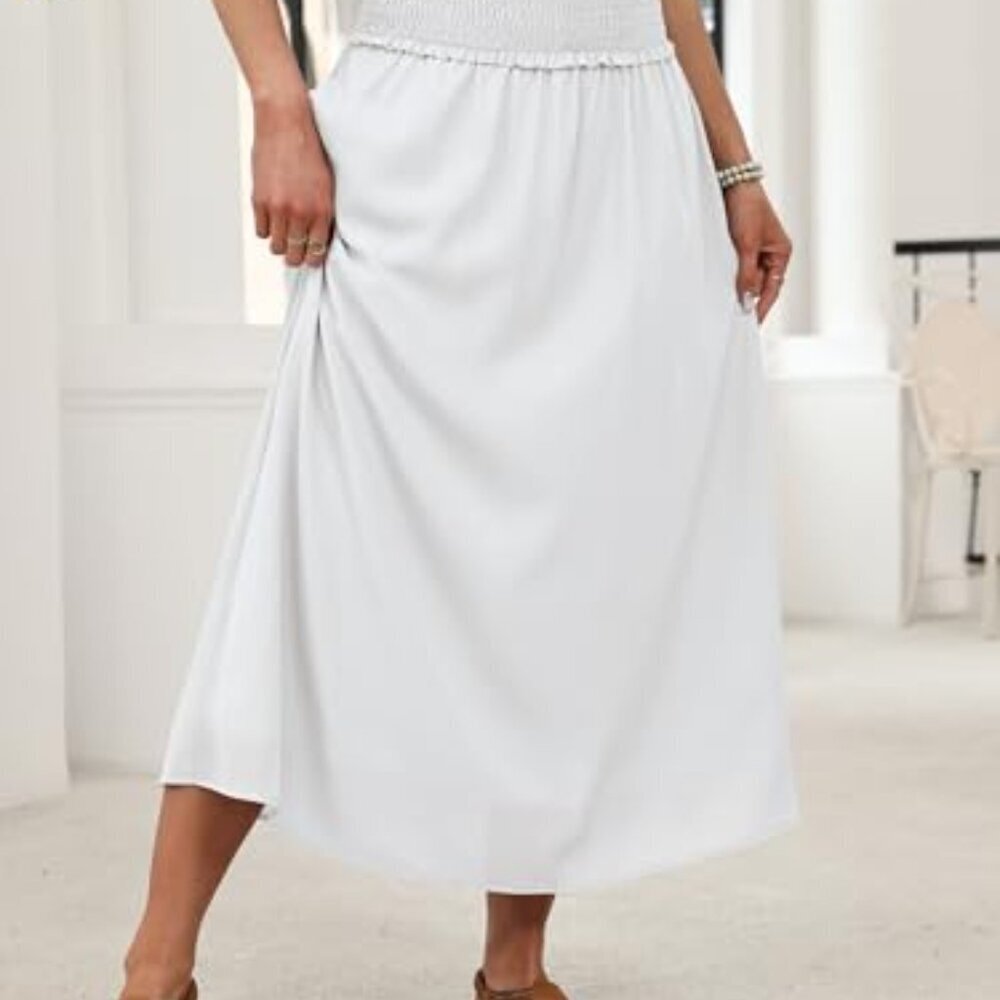 Maxi Skirt High Waist Elastic Flowy Boho Summer Beach Cover Up - Picture 7 of 8